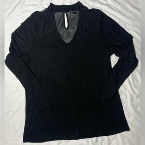 Size 14/16 lane Bryant black mock neck long sleeve with cutout and mesh sleeves